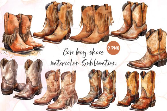Download Cowboy Shoes Watercolor Clipart Png - Shoes Collection