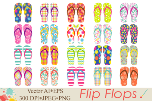 Download Flip Flops Clipart / Beach Shoes Graphics / Summer Vector Illustration - Shoes Collection