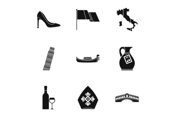 Download Tourism in Italy Icons Set, Simple Style - Premium Resources