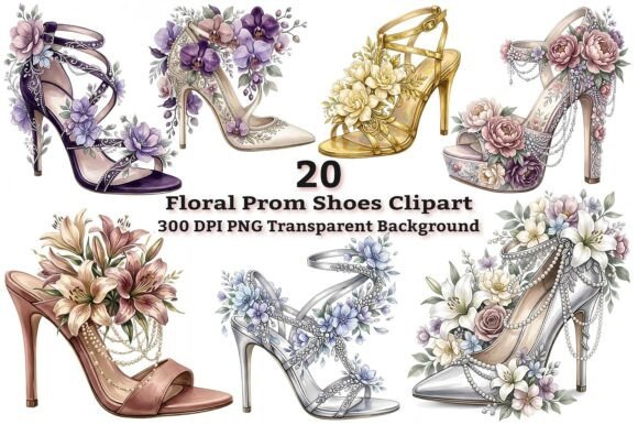 Download Elegant Floral Prom Shoes Clipart - Shoes Collection