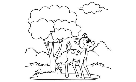 Download Funny Deer Cartoon Vector Coloring Page - Deer cartoon Collection