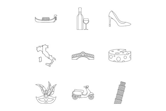 Download Italy Icons Set, Outline Style - Premium Resources