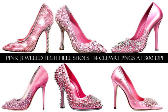 Download Pink Jeweled High Heel Shoes Clipart - Shoes Collection