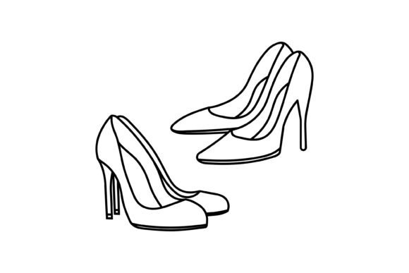 Download Elegant Black High Heeled Shoes Line Art - Shoes Collection
