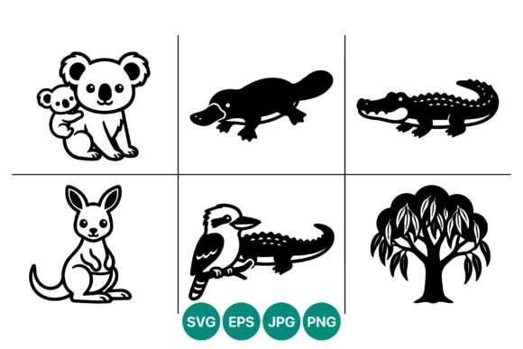 Download Black and White Aussie Animal Vector - White Collection