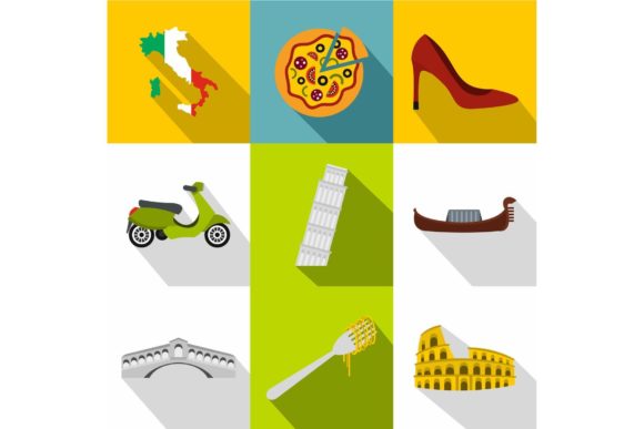 Download Country Italy Icons Set, Flat Style - Premium Resources