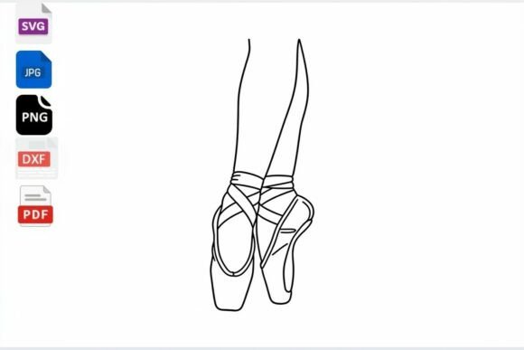 Download Ballet Pointe Shoes Line Art SVG PNG DXF - Shoes Collection