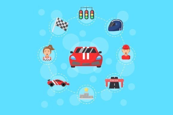 Download Vector Flat Car Racing Icon - Flat car Collection
