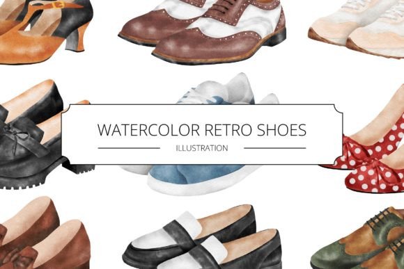 Download Watercolor Retro Shoes - Shoes Collection